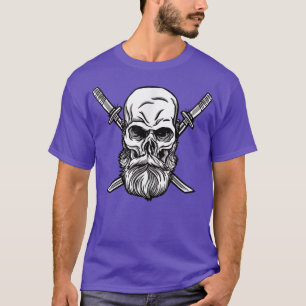 Camiseta Samurai Ninja con barba, Katanas y Cabello B