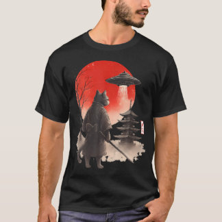 Camiseta Samurái Ninja Gato Guerrero Ovni Anime Japonés