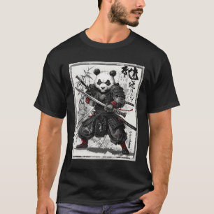 Camiseta Samurai Panda Guerrero gráfico Anime Ukiyo japonés