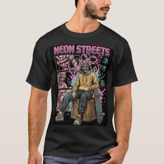 Camiseta Samurái Patinador de Calles de Neón - Estética Jap