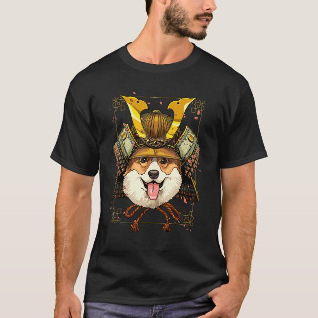 Camiseta Samurai Pembroke Welsh Corgi Dog Japanese Warrior  (Anverso)