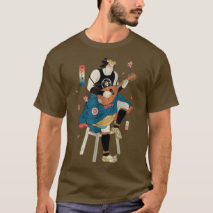Camiseta Samurai Play Mandolin Music Ukiyoe Japonés Warrio