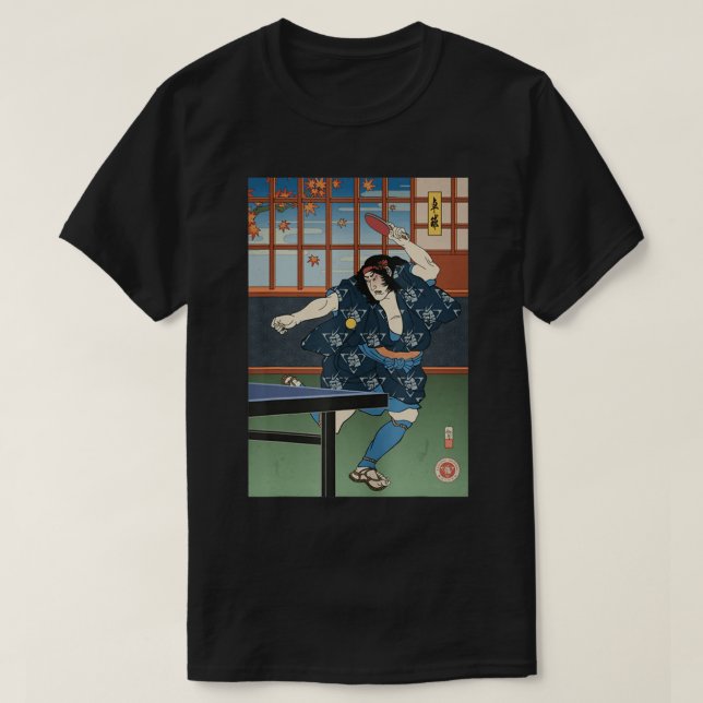 Camiseta Samurai Play Mesa de tenis Ping Pong Ukiyoe (Diseño del anverso)