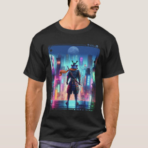 Camiseta Samurái Poste Eléctrico En Japonés Retro Ciberpunk