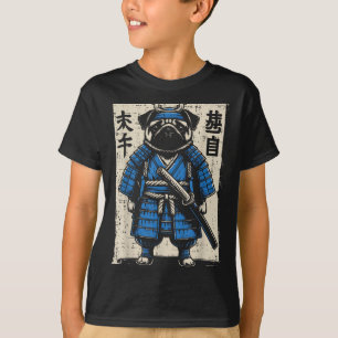 Camiseta Samurái Pug Divertido Arte Guerrero Japonés Hombre