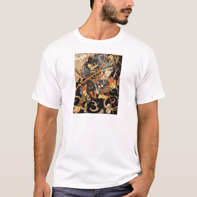 Camiseta Samurai que ataca al monstruo (Anverso)