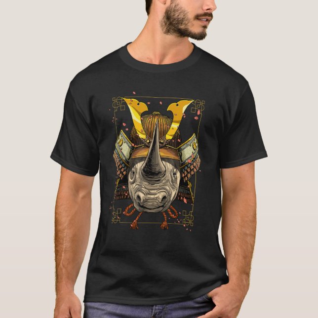 Camiseta Samurai Rhinoceros Guerrero Japonés Bushido Japón (Anverso)