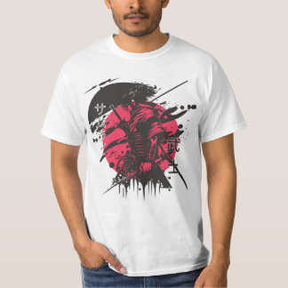 Camiseta samurai roja y negra