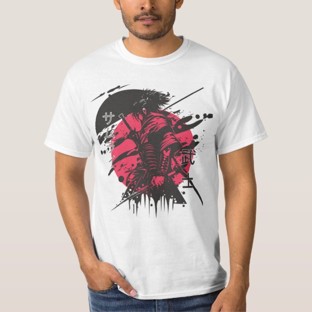 Camiseta samurai roja y negra (Anverso)