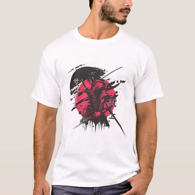 Camiseta samurai roja y negra (Anverso)