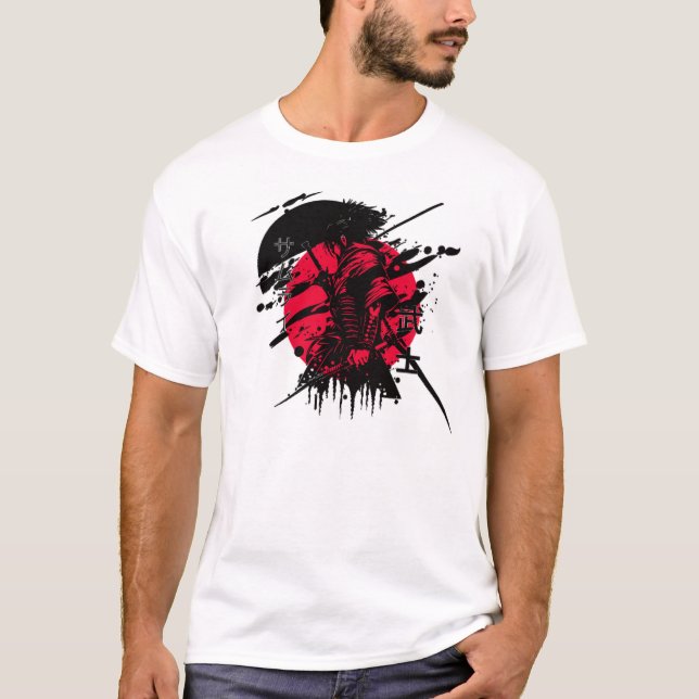 Camiseta samurái rojo y negro (Anverso)