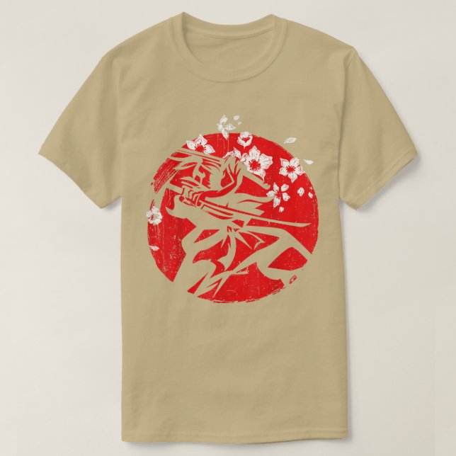 Camiseta Samurai Ronin Sol rojo japonés  (Diseño del anverso)