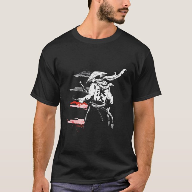 Camiseta Samurai Ronin Sol rojo japonés (Anverso)
