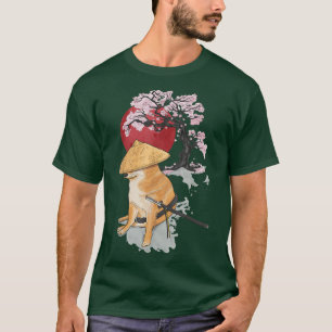 Camiseta Samurai Shiba Inu Perro japonés cerezo saku