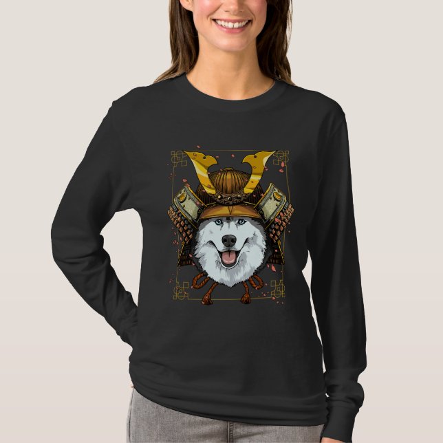 Camiseta Samurai Siberian Husky Dog Warrior Samurai (Anverso)