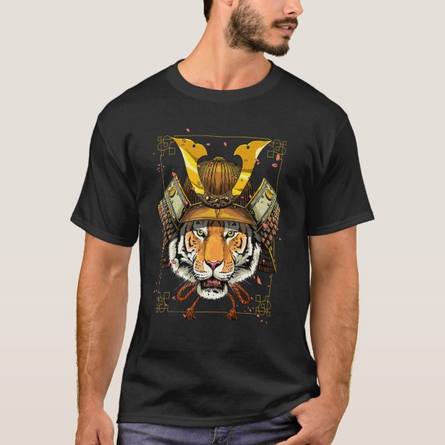 Camiseta Samurai Tiger Cat Japanese Warrior Bushido Japanes (Anverso)