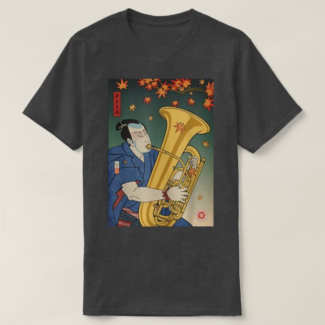 Camiseta Samurai Tuba Music Ukiyoe Fall Otoño (Diseño del anverso)