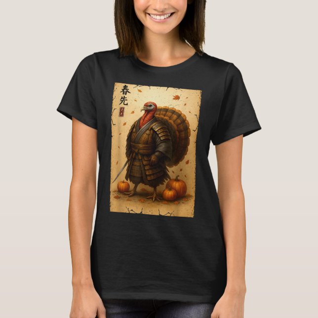 Camiseta Samurai Turkey Thanksgiving Japanese Warrior Anime (Anverso)