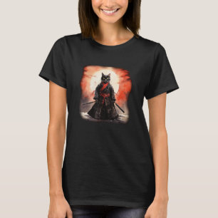 Camiseta Samurai, un gato japonés - Arte neko estético oscu