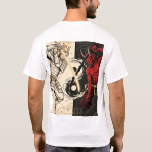 Camiseta Samurai vs Japanese Oni Demon Dual Yin Yang Graphi