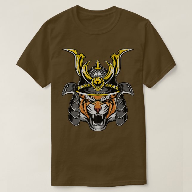 Camiseta Samurai Warrior Bushido Oni Mask Tiger Japanese Cu (Diseño del anverso)
