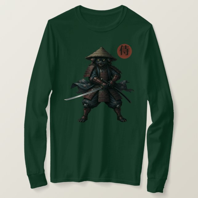 Camiseta Samurai Warrior Cat (Anverso del diseño)