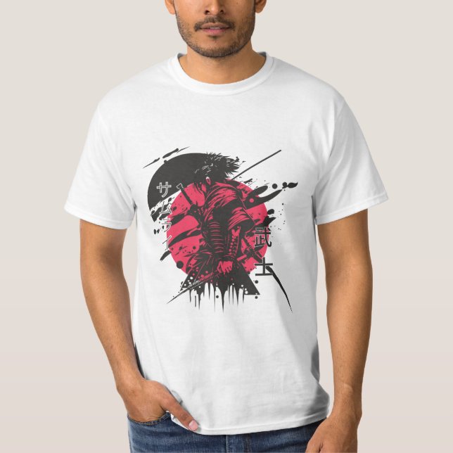 Camiseta Samurai Warrior – Red Sun Japanese Bushido Design (Anverso)