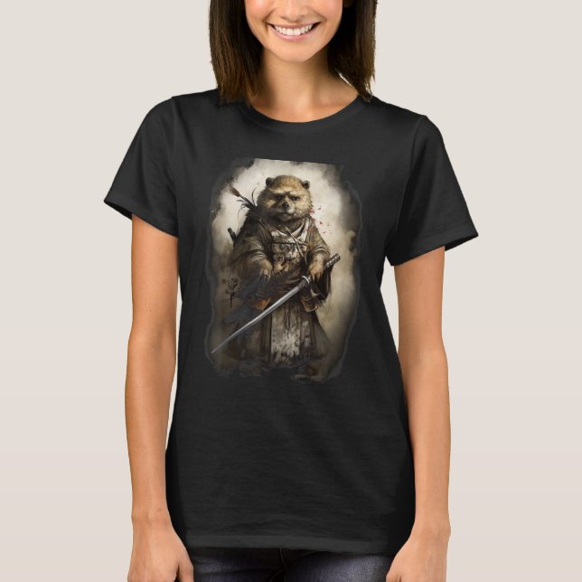Camiseta Samurai Woodchuck japonés vintage (Anverso)