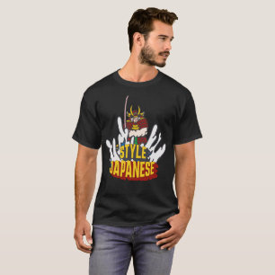 Camiseta samurai y agua, estilo japonés, simple y fresco