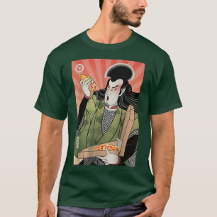 Camiseta Samurai y pizza comida rápida Guerrero japonés Uki