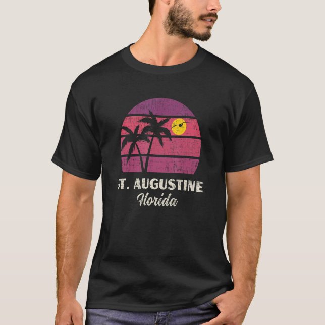 Camiseta San Agustín Florida Vacaciones Verano Retro V (Anverso)