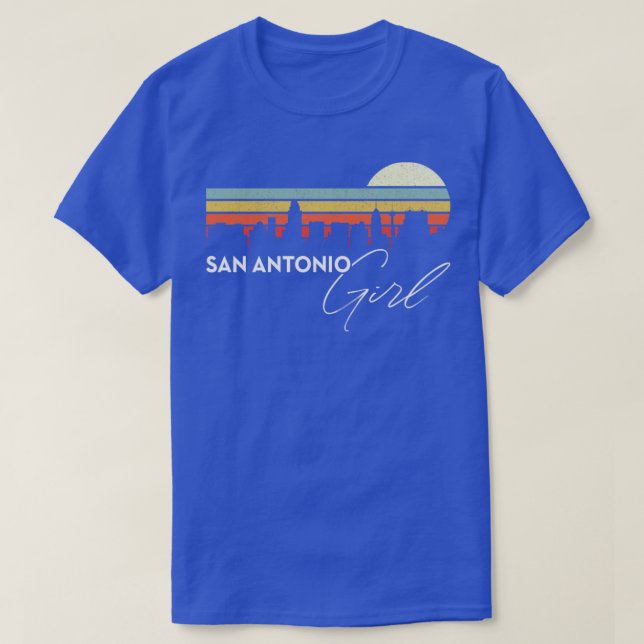 Camiseta San Antonio Chica Retro Sunset City Skyline Souven (Diseño del anverso)