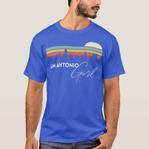 Camiseta San Antonio Chica Retro Sunset City Skyline Souven