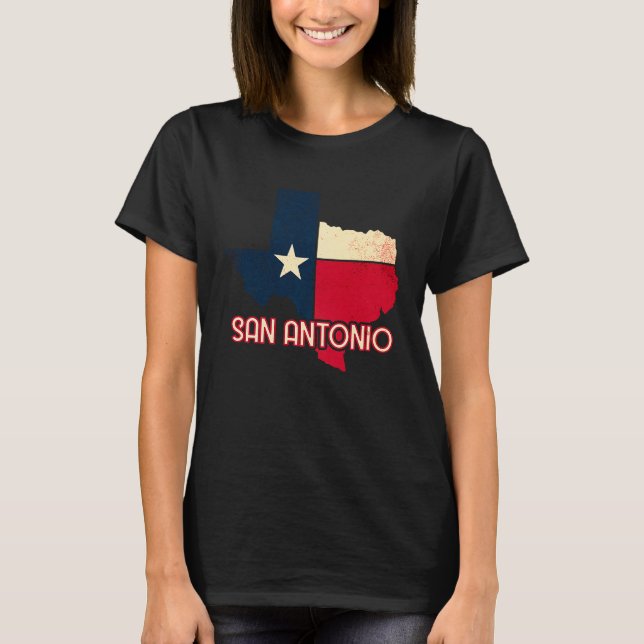 Camiseta San Antonio City Texas Texan Flag Map (Anverso)