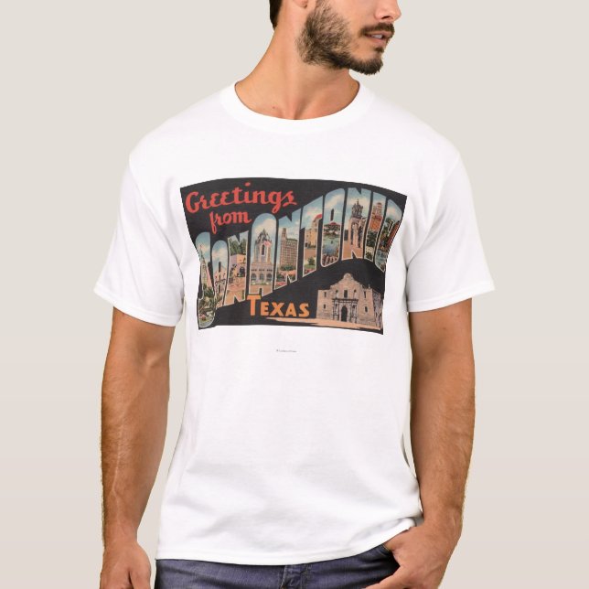 Camiseta San Antonio, Tejas - escenas grandes de la letra (Anverso)