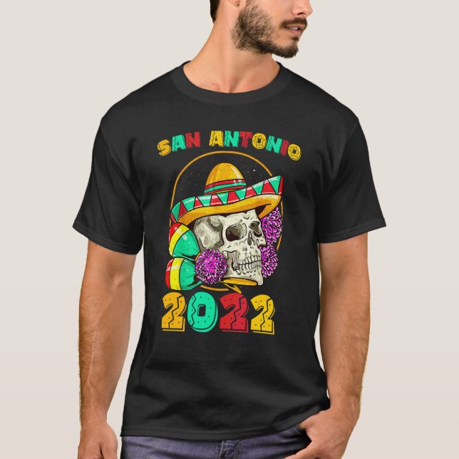 Camiseta San Antonio Texas 2022 Fiesta de recuerdo Arte Mex (Anverso)
