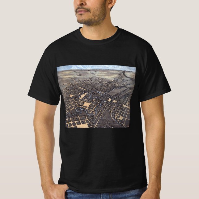 Camiseta San Antonio, Texas, Mapa de la Ciudad Aérea de Ant (Anverso)