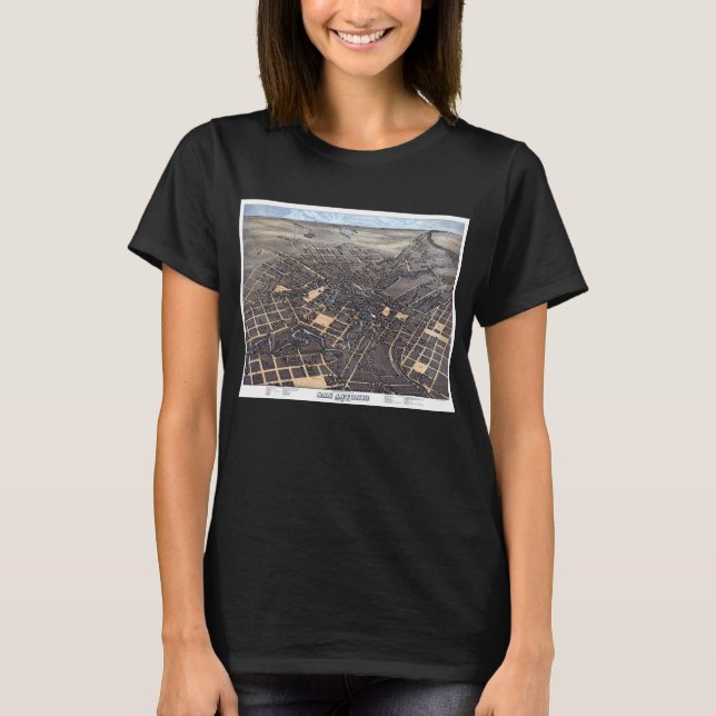 Camiseta San Antonio, Texas, Mapa de la Ciudad Aérea de Ant (Anverso)