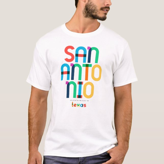 Camiseta San Antonio Texas Mid Century, Arte Pop, (Anverso)