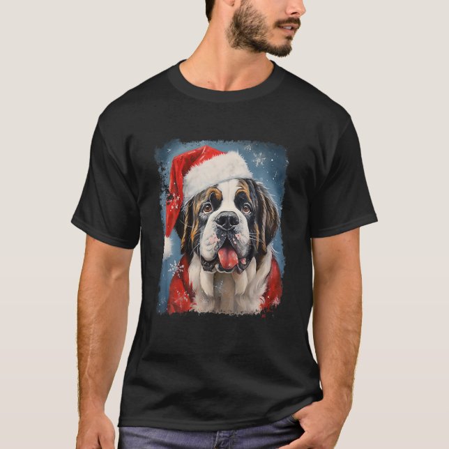 Camiseta San Bernard Christmas Tree Dog Santa Gifts Merry X (Anverso)