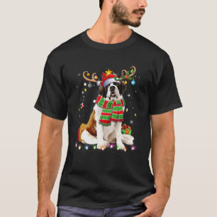 Camiseta San Bernard Reindder Santa Hat Árbol de Navidad L