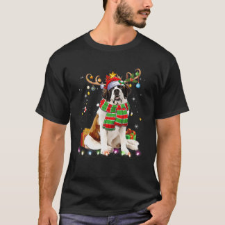 Camiseta San Bernard Reindder Santa Hat Árbol de Navidad Li