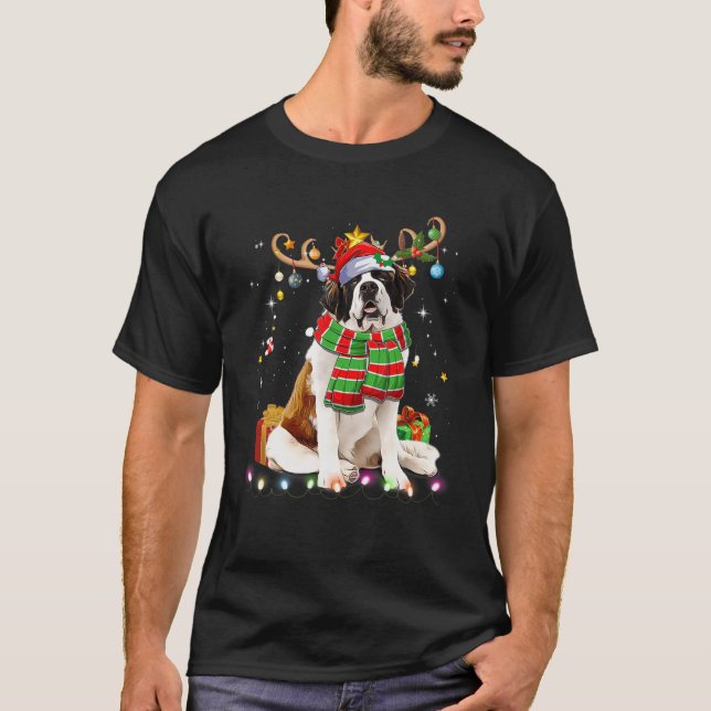 Camiseta San Bernard Reindder Santa Hat Árbol de Navidad Li (Anverso)