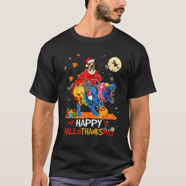 Camiseta San Bernardo Feliz Hallothanksmas Halloween Día de (Anverso)