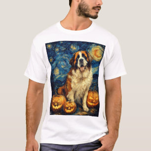 Camiseta San Bernardo Perro Lindo Halloween Jack O Linterna