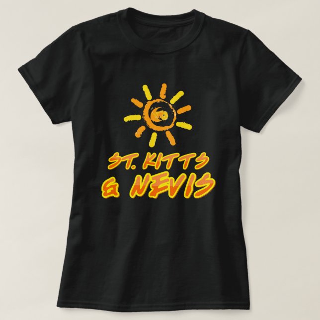 Camiseta San Cristóbal y Nieves amarillo brillante y naranj (Diseño del anverso)