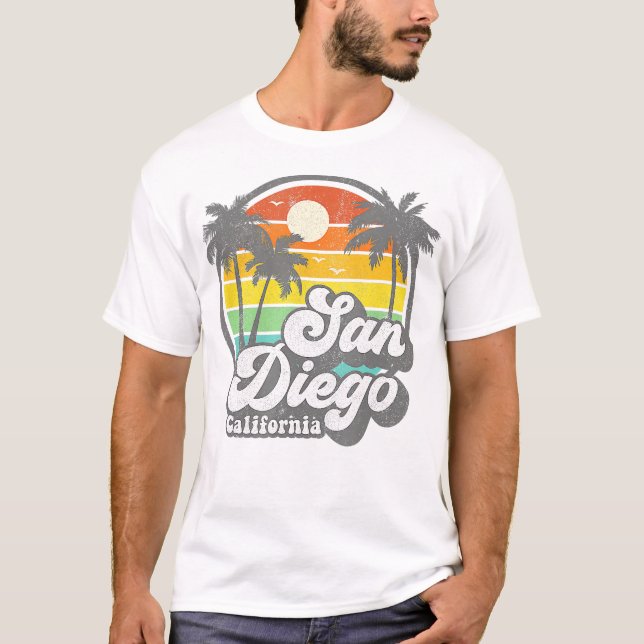 Camiseta San Diego Beach California Surfing Retro S (Anverso)