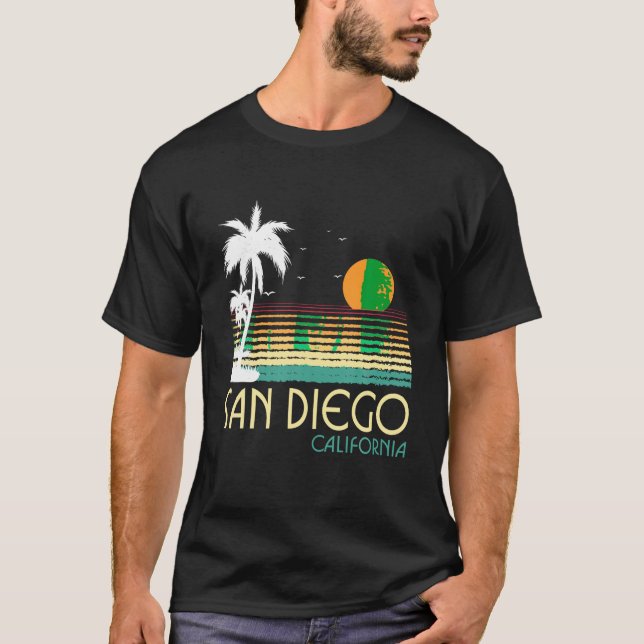 Camiseta San Diego CA Palm Trees California Souvenir Retro (Anverso)