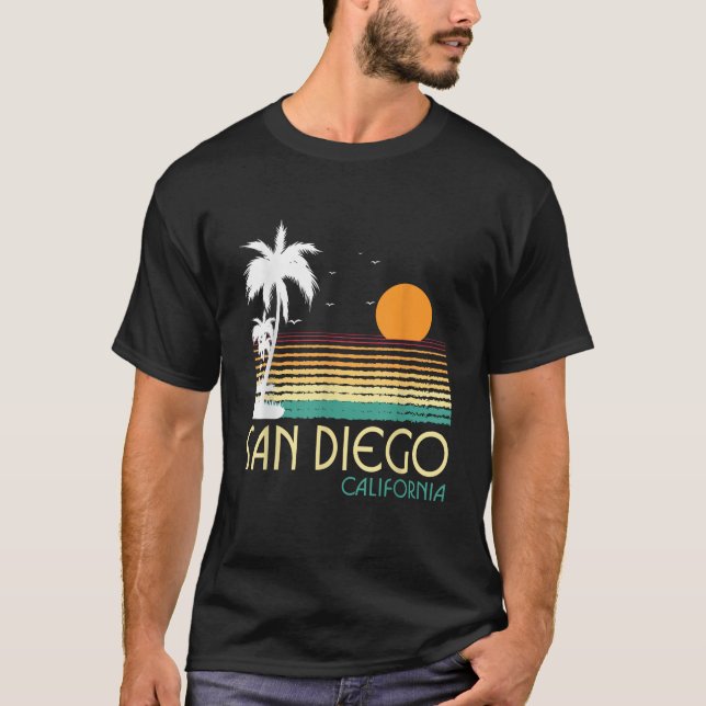 Camiseta San Diego CA Palm Trees California Souvenir Retro (Anverso)
