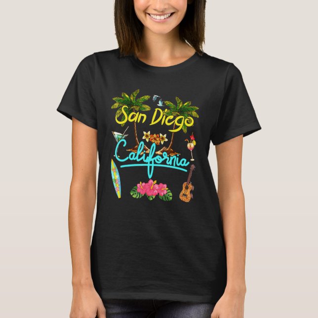 Camiseta San Diego California Beach Summer Palm Sun Set Pal (Anverso)